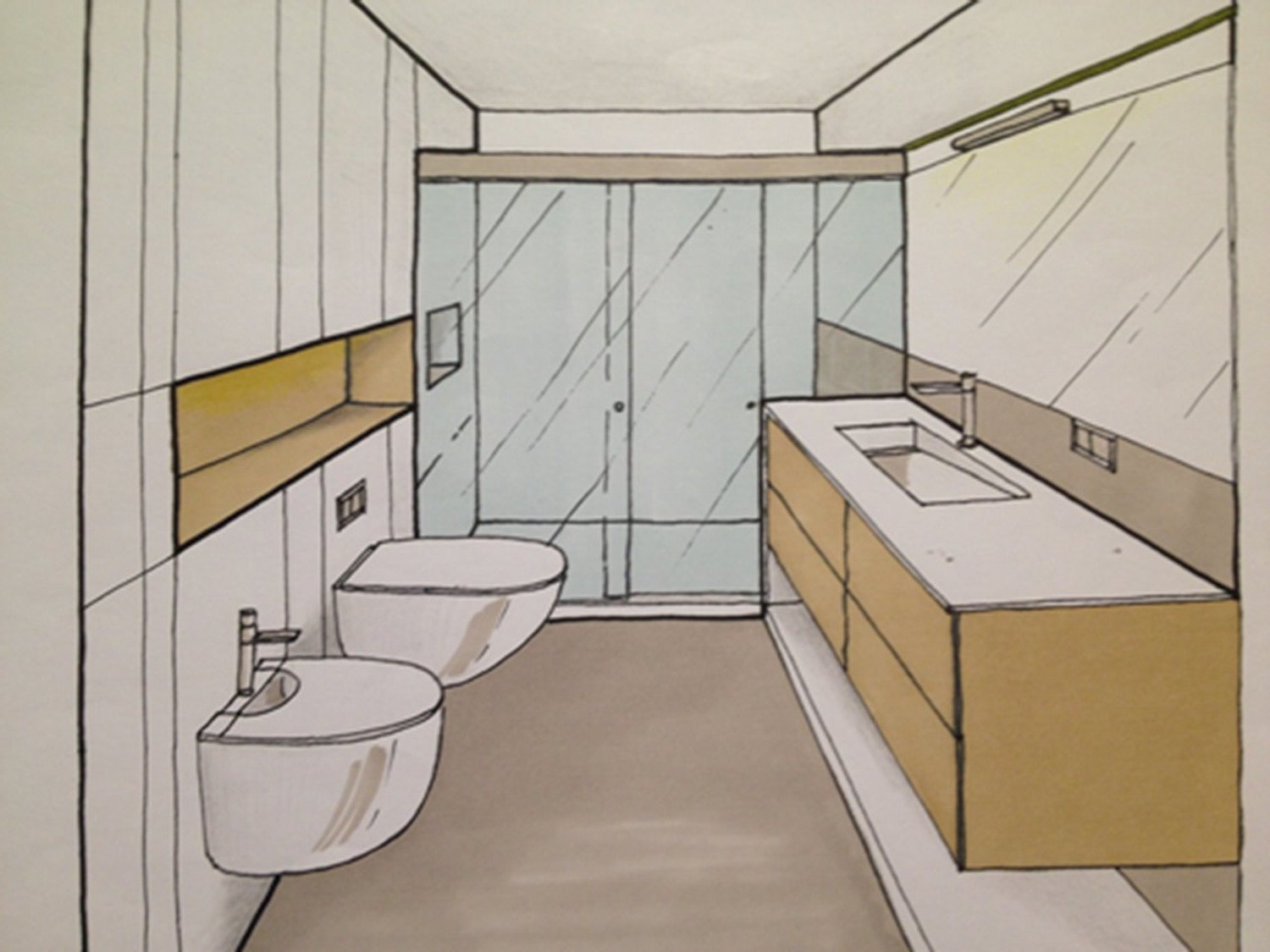 Esbós d'un bany per un projecte d'interiorisme de Sese Jover Interiors